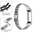 For Google Fitbit Air Metal Watch Band Contrast Color Stainless Steel Five-Bead Slim Strap - Silver / Black - 2