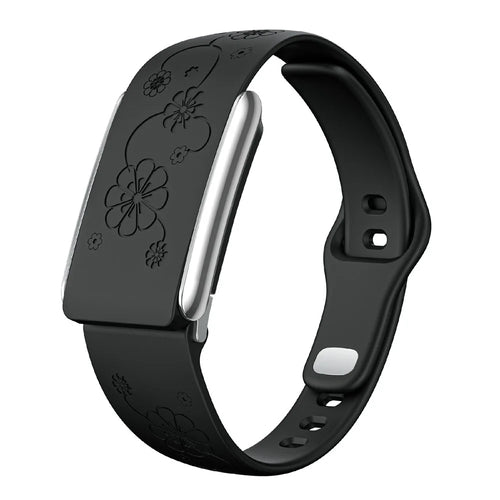 Silicone Band for WHOOP 5.0 Peak / 5.0 One / 5.0 Floral Embossed Slim Sport Strap with Zinc Alloy Buckle - Black - 1