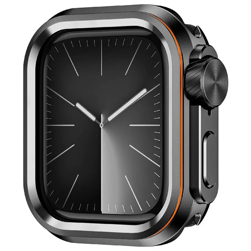 Watch Case for Apple Watch Series 11 46mm / 10 46mm Decorative Ring Design Zinc Alloy + PC Protective Cover - Black - 1