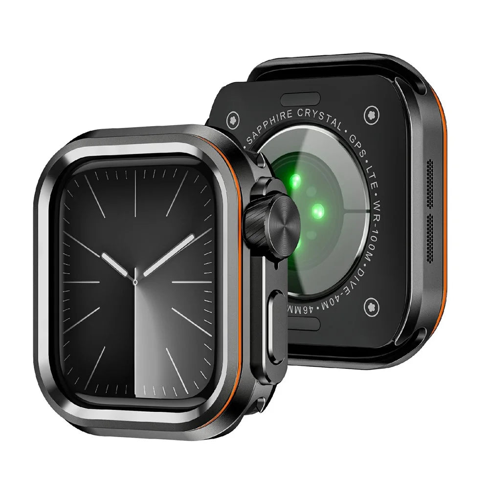 Watch Case for Apple Watch Series 11 46mm / 10 46mm Decorative Ring Design Zinc Alloy + PC Protective Cover - Black - 4