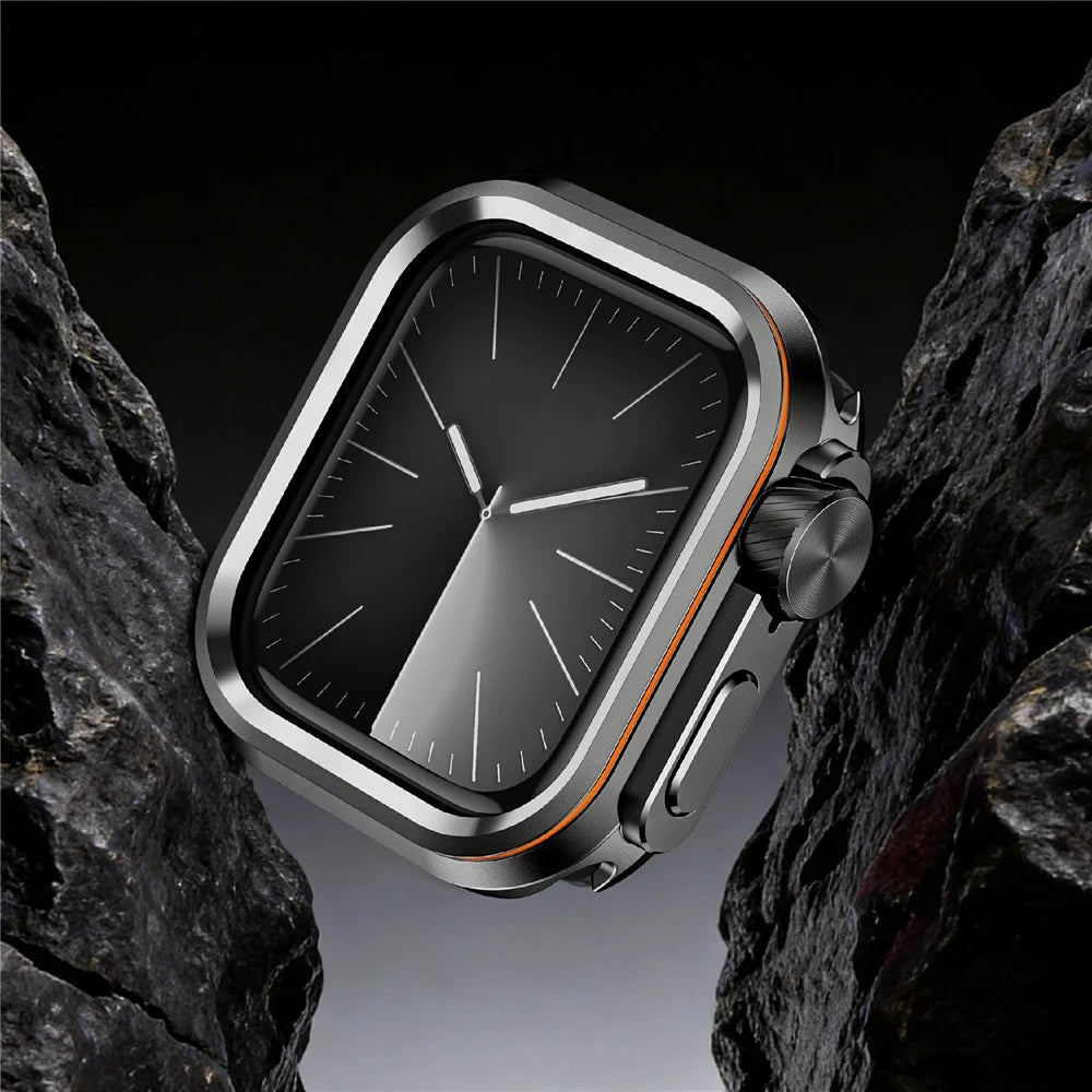 Watch Case for Apple Watch Series 11 46mm / 10 46mm Decorative Ring Design Zinc Alloy + PC Protective Cover - Black - 5