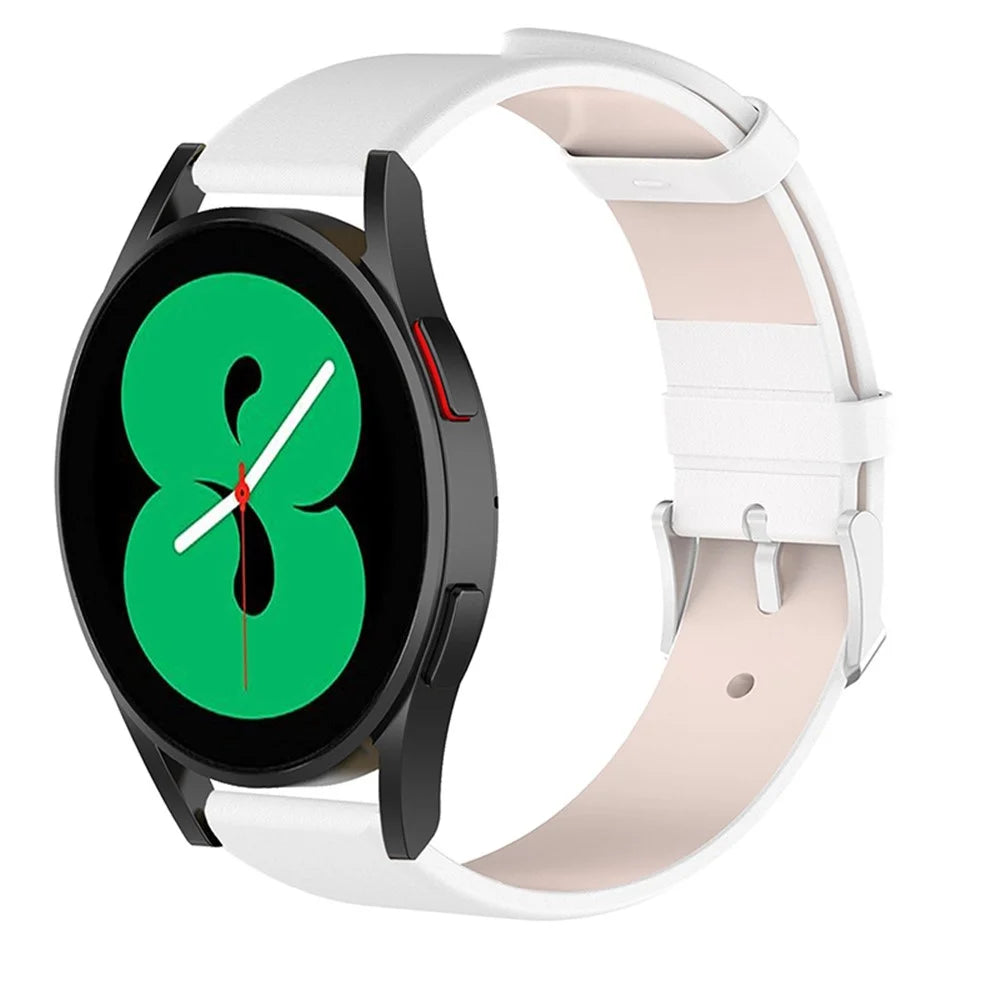 20mm Genuine Leather Smart Watch Band for Samsung Galaxy Watch6 40mm 44mm / Watch6 Classic 43mm 47mm / Watch 5 40mm 44mm / 5 Pro 45mm / Watch4 40mm 44mm - White - 2