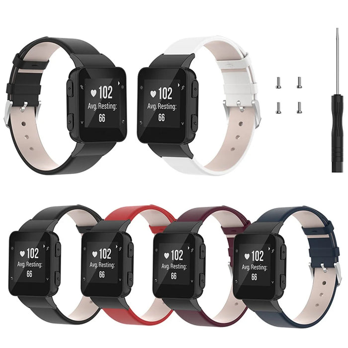 Replacement Smart Watch Leather Band Wrist Strap with Screws Tool for Garmin Forerunner 35/30/35J / ForeAthlete 35J - White - 5
