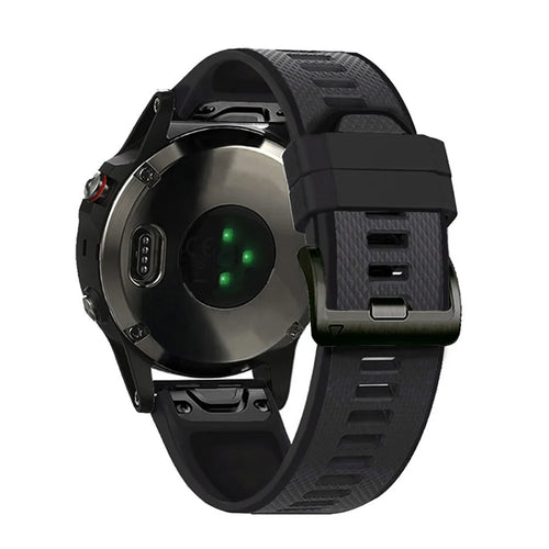 For Garmin Fenix 6X/Fenix 5X/Fenix 3 HR/Descent Mk1 Dual Color Watch Band, 26mm Silicone Sport Watch Strap - Carbon Ash/Black - 1