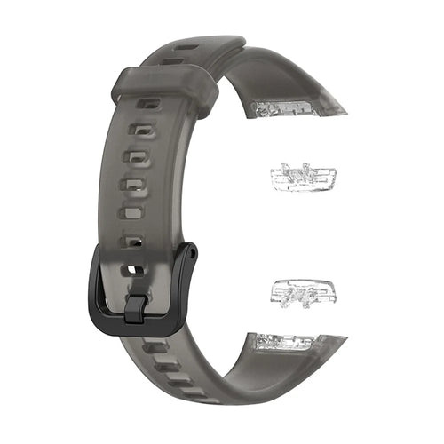 Transparent Waterproof TPU Replacement Strap Watch Bands for Huawei Band 6 / Honor Band 6 - Transparent Black - 1