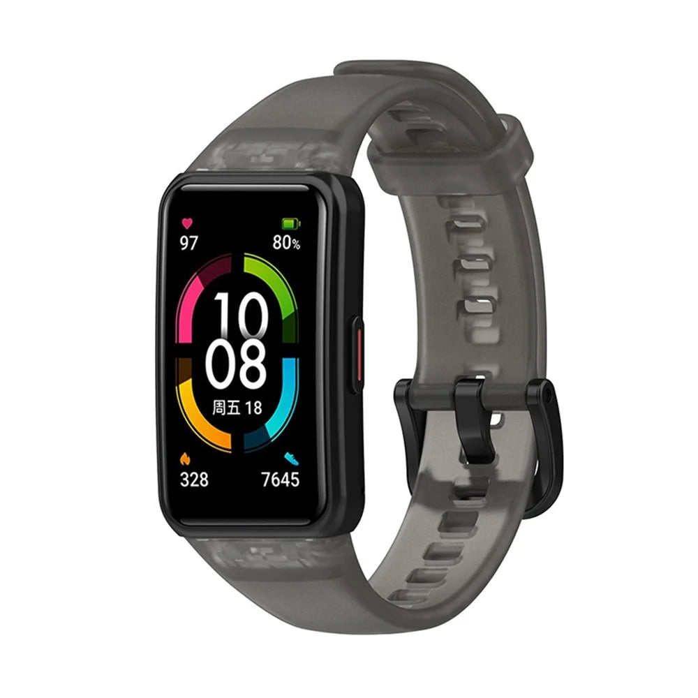 Transparent Waterproof TPU Replacement Strap Watch Bands for Huawei Band 6 / Honor Band 6 - Transparent Black - 2