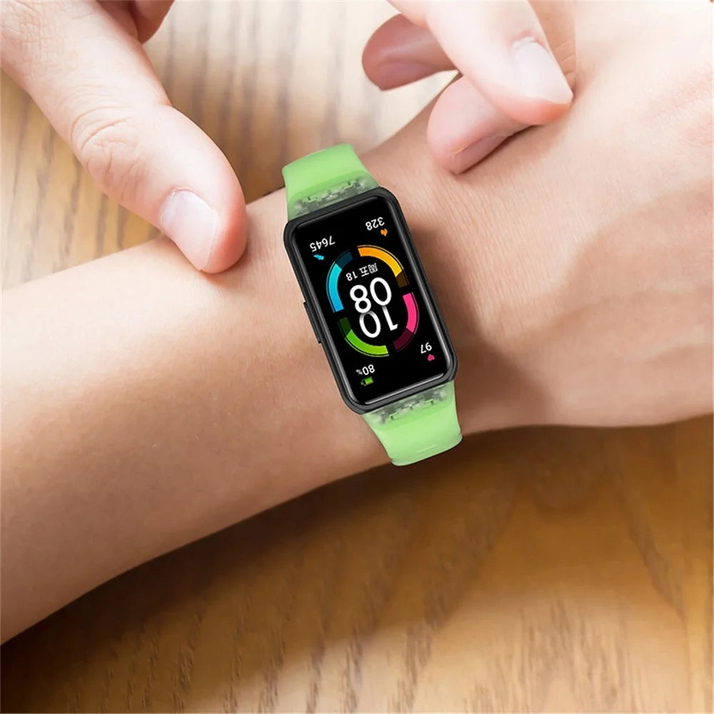 Transparent Waterproof TPU Replacement Strap Watch Bands for Huawei Band 6 / Honor Band 6 - Transparent Black - 5