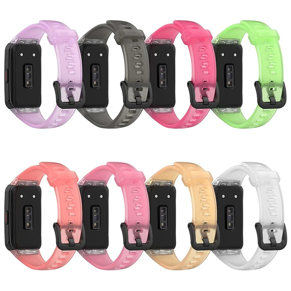Transparent Waterproof TPU Replacement Strap Watch Bands for Huawei Band 6 / Honor Band 6 - Transparent Black - 7
