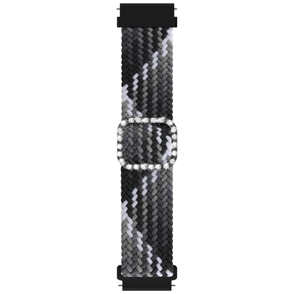 Nylon Braided Rhinestone Buckle Adjustable Watch Band Wrist Strap 20mm for Samsung Galaxy Watch Active/Galaxy Watch 42mm/Gear Sport - Black Color - 2