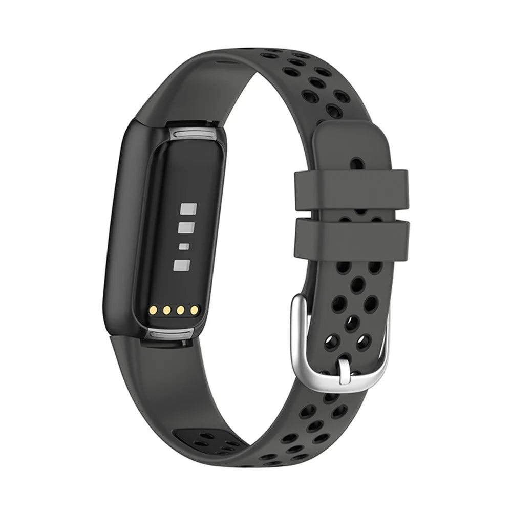15.4mm Bi-color Silicone Replacement Wristband Breathable Soft Adjustable Waterproof Strap for Fitbit Luxe / Special Edition - Black - 1