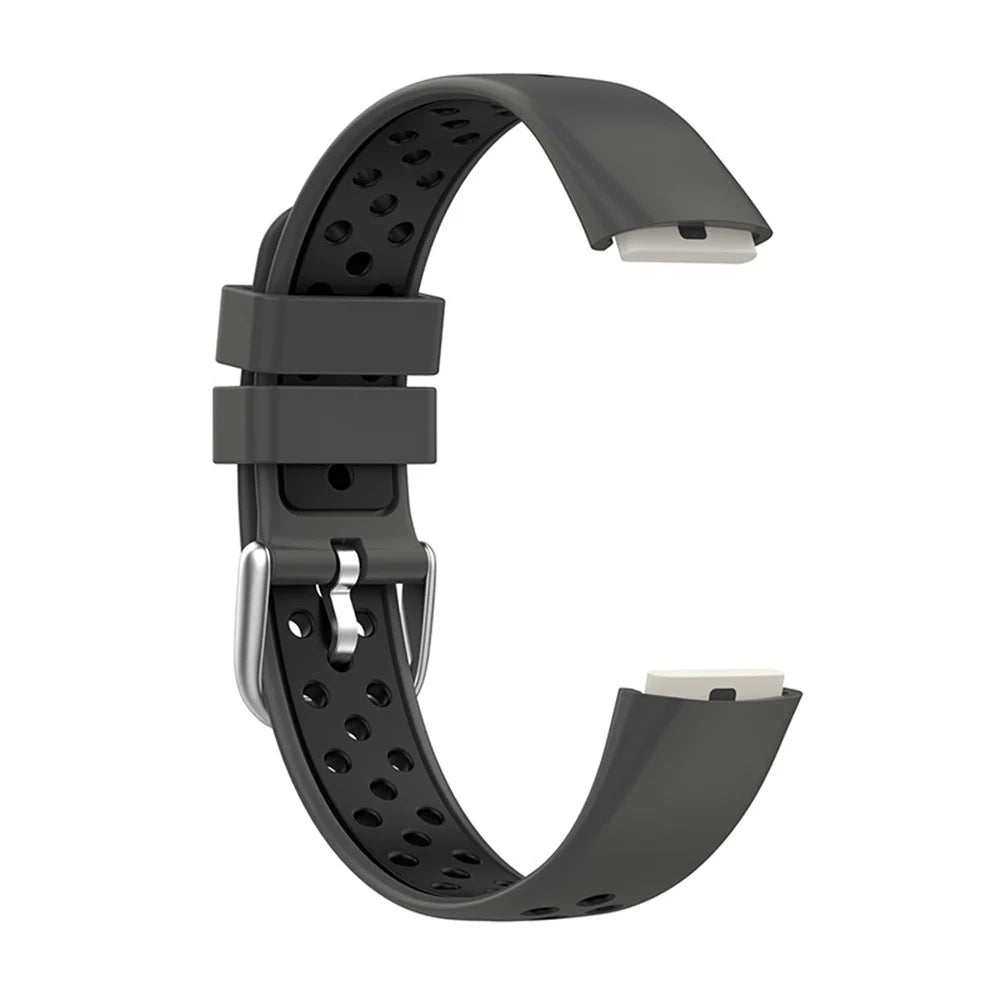 15.4mm Bi-color Silicone Replacement Wristband Breathable Soft Adjustable Waterproof Strap for Fitbit Luxe / Special Edition - Black - 3