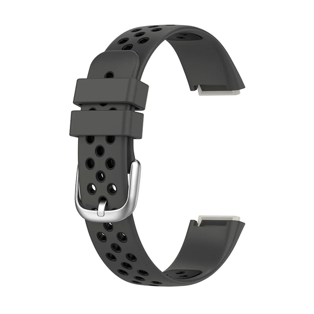15.4mm Bi-color Silicone Replacement Wristband Breathable Soft Adjustable Waterproof Strap for Fitbit Luxe / Special Edition - Black - 4