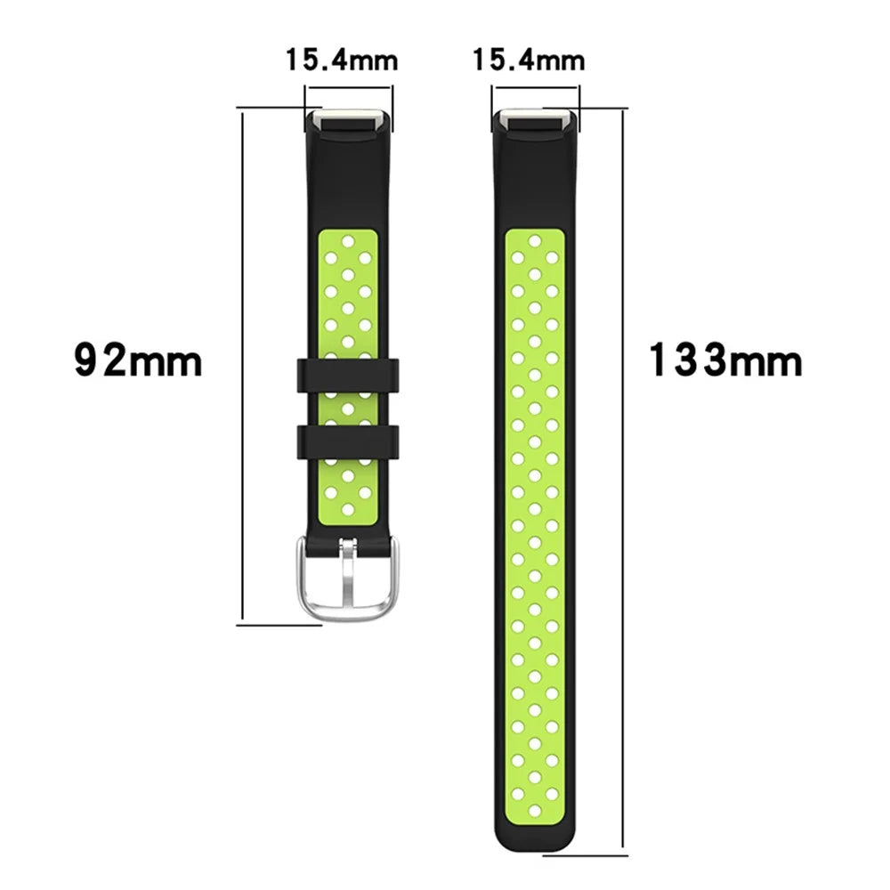 15.4mm Bi-color Silicone Replacement Wristband Breathable Soft Adjustable Waterproof Strap for Fitbit Luxe / Special Edition - Black - 5
