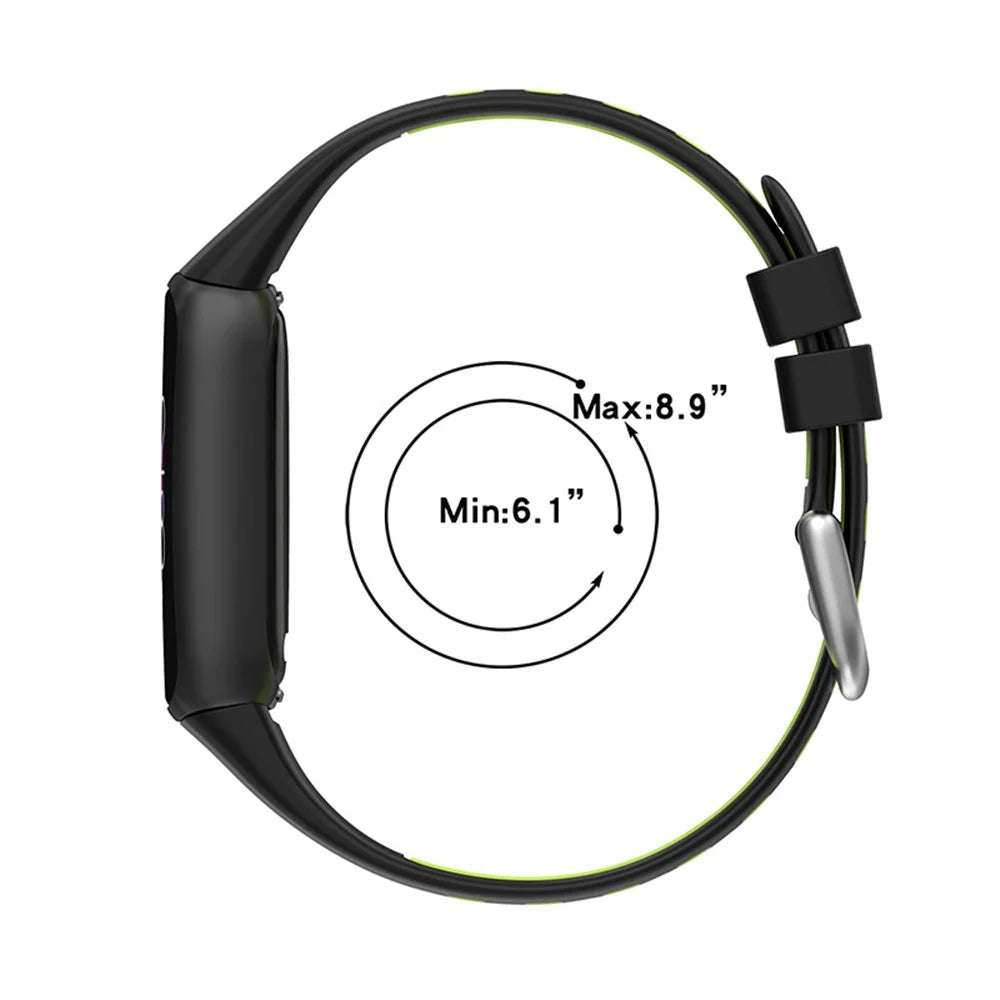 15.4mm Bi-color Silicone Replacement Wristband Breathable Soft Adjustable Waterproof Strap for Fitbit Luxe / Special Edition - Black - 6
