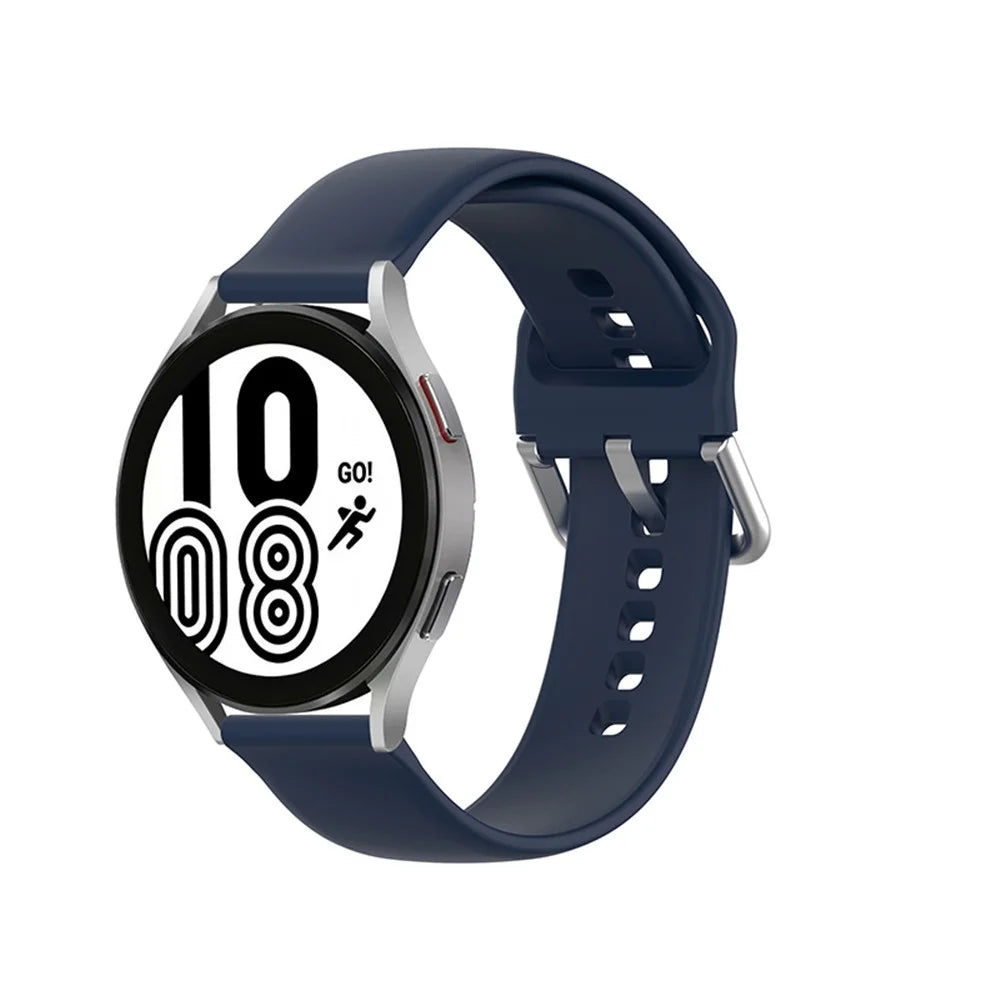 Solid Color Silicone Watch Band Strap for Samsung Galaxy Watch6 40mm 44mm / Watch6 Classic 43mm 47mm / Watch 5 40mm 44mm / 5 Pro 45mm / Watch4 40mm 44mm - Midnight Blue - 2