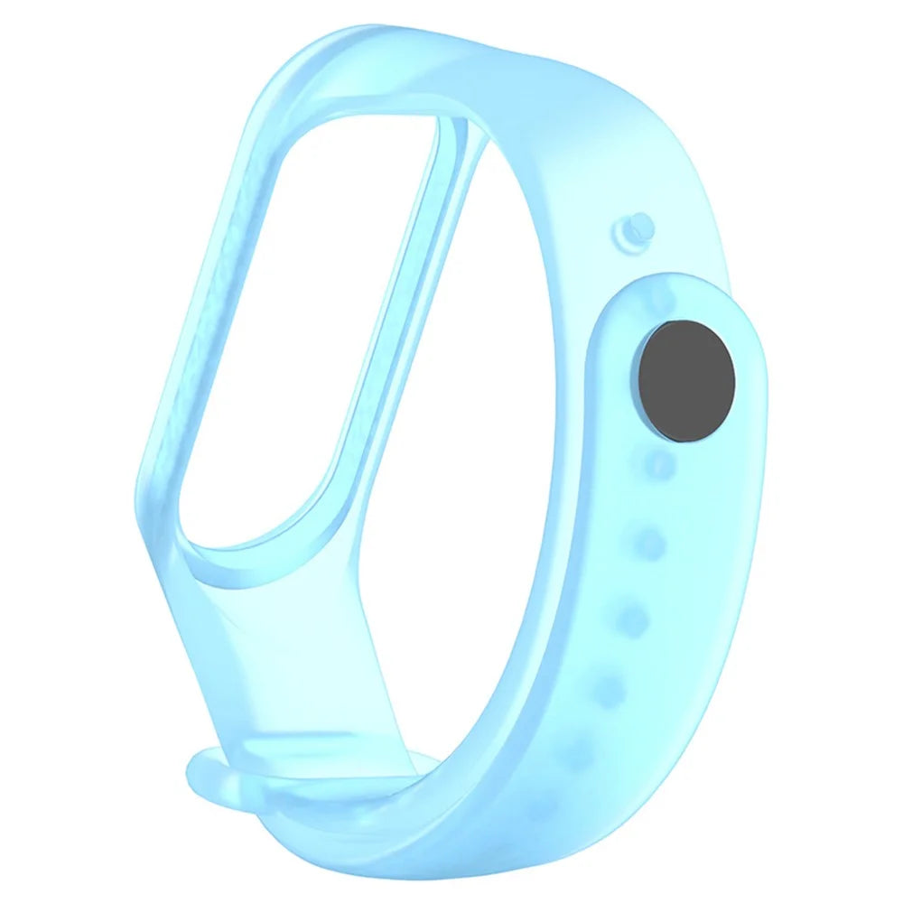 Translucent Silicone Smart Watch Strap Replacement Watchband for Xiaomi Mi Band 3/4 - Transparent Blue - 1