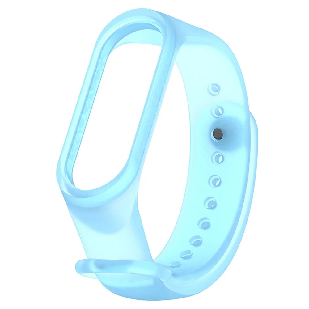 Translucent Silicone Smart Watch Strap Replacement Watchband for Xiaomi Mi Band 3/4 - Transparent Blue - 2
