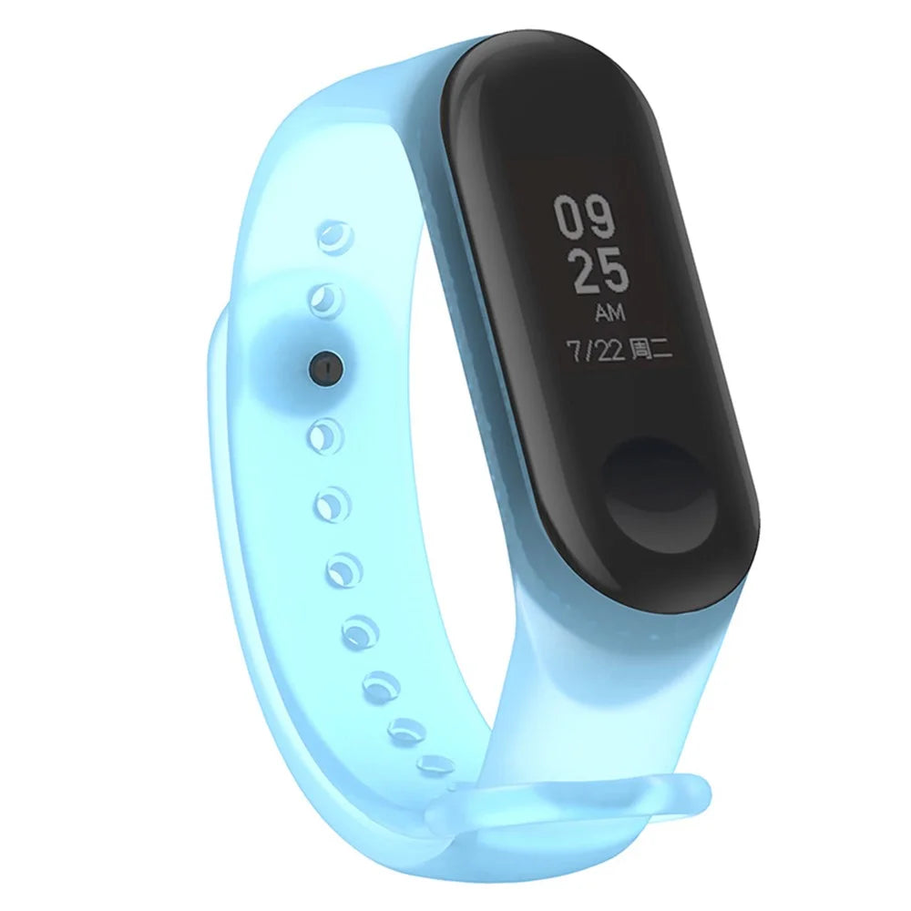 Translucent Silicone Smart Watch Strap Replacement Watchband for Xiaomi Mi Band 3/4 - Transparent Blue - 3