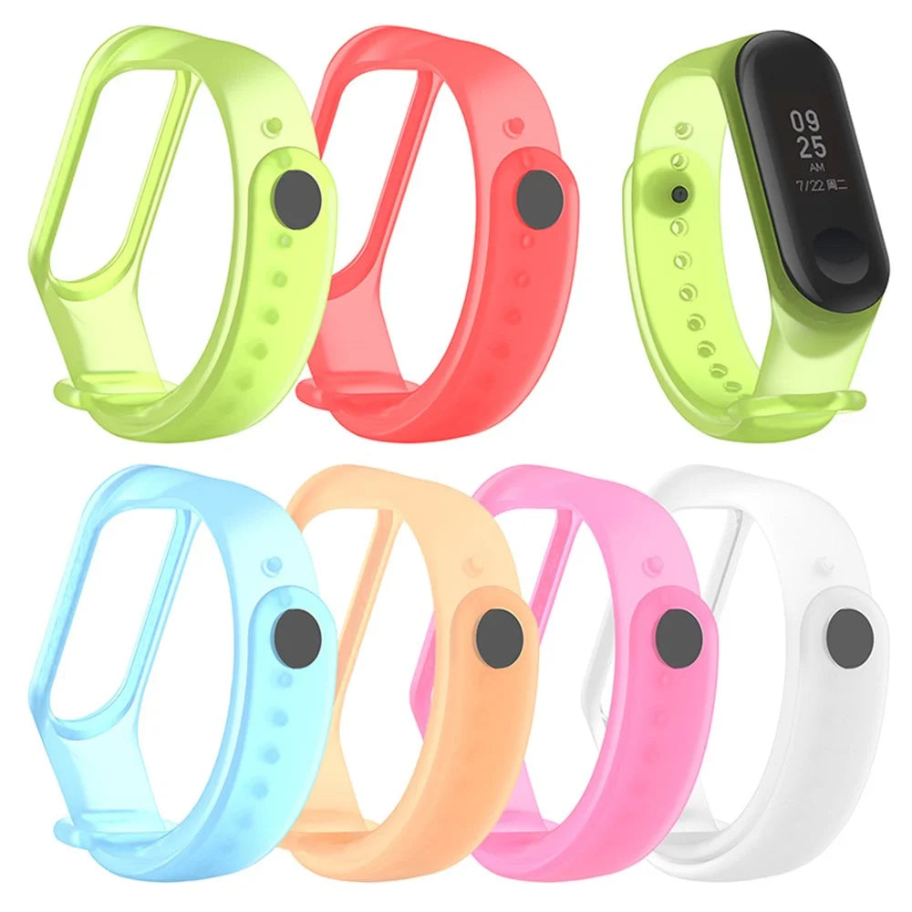 Translucent Silicone Smart Watch Strap Replacement Watchband for Xiaomi Mi Band 3/4 - Transparent Blue - 4