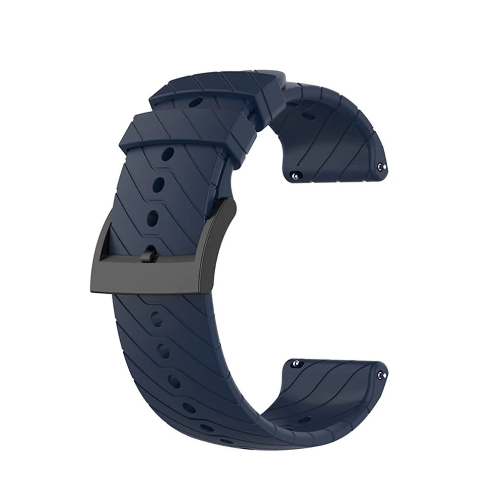 24mm Twill Texture Silicone Replacement Adjustable Smartwatch Strap Sport Band for Suunto 9 / 9 Baro / D5 / 9 Copper - Midnight Blue - 1