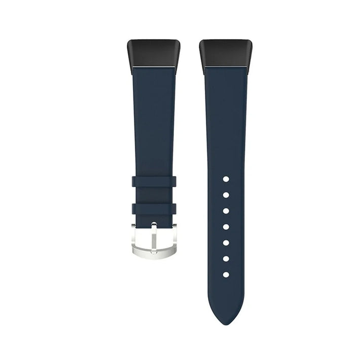 Top Layer Genuine Leather Quick Release Watch Band Strap Replacement for Huawei Band 6 / Honor Band 6 - Dark Blue - 4