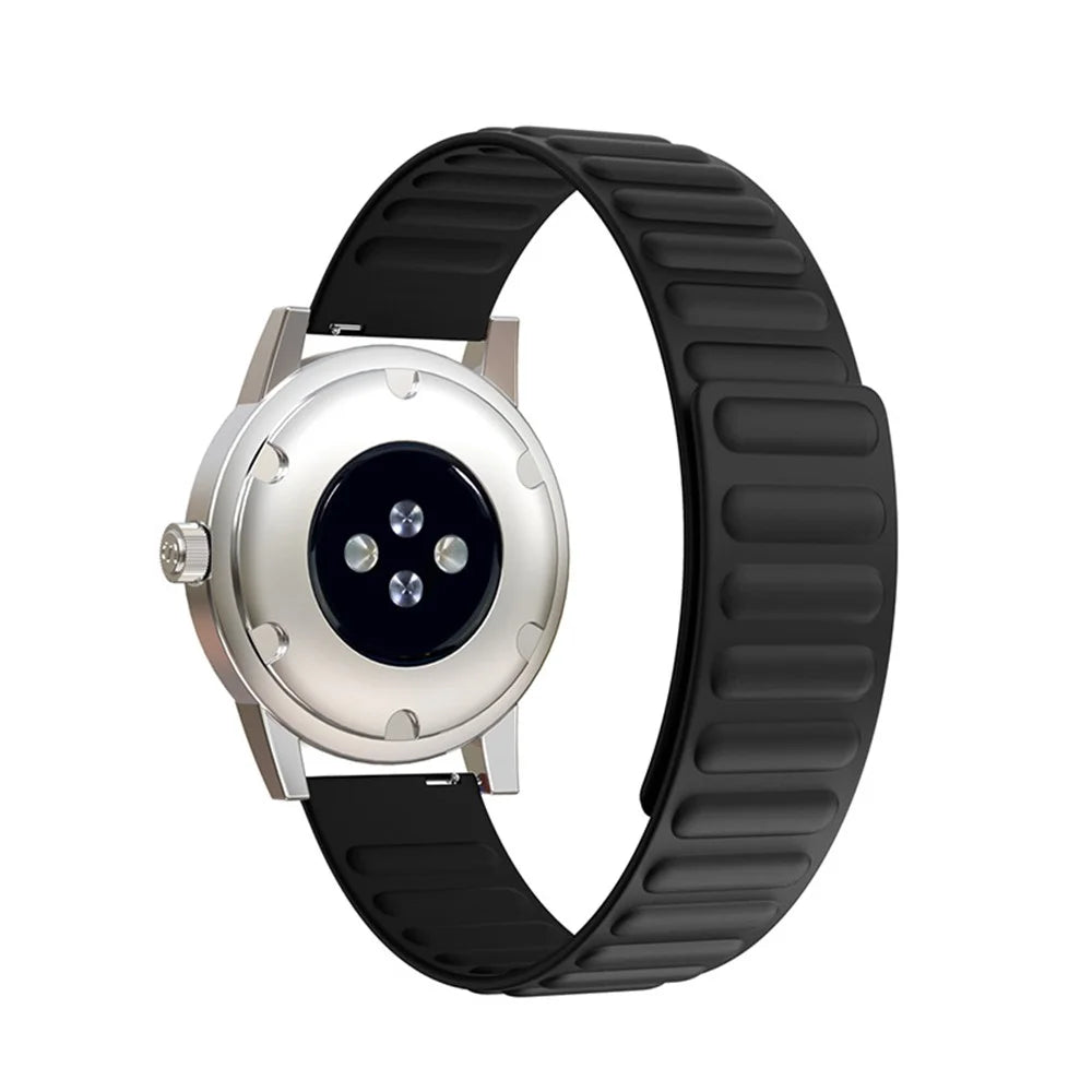 22mm Universal Flexible Silicone Magnetic Absorption Watchband Strap Replacement for Samsung Galaxy Watch3 41mm/Watch 46mm - Black - 1