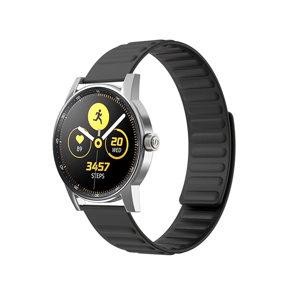 22mm Universal Flexible Silicone Magnetic Absorption Watchband Strap Replacement for Samsung Galaxy Watch3 41mm/Watch 46mm - Black - 2