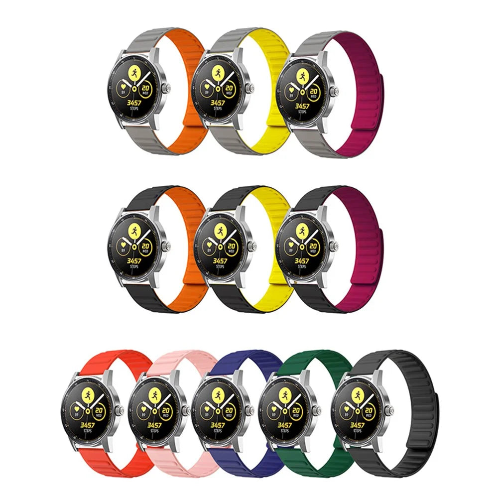 22mm Universal Flexible Silicone Magnetic Absorption Watchband Strap Replacement for Samsung Galaxy Watch3 41mm/Watch 46mm - Black - 4