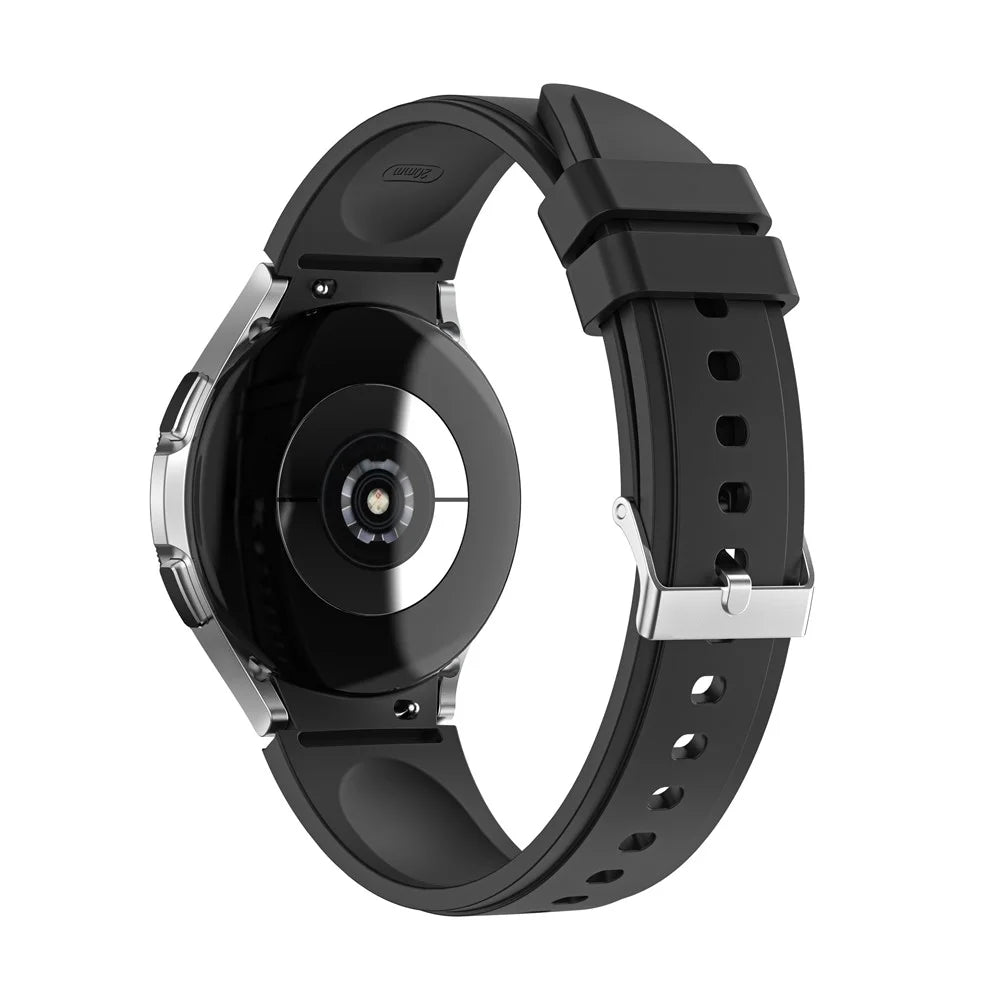 Solid Color Soft Silicone Adjustable Watch Strap Wristband for Samsung Galaxy Watch6 40mm 44mm / Watch6 Classic 43mm 47mm / Watch 5 40mm 44mm / 5 Pro 45mm / Watch4 40mm 44mm - Black - 1