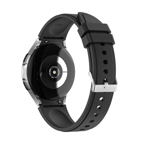 Solid Color Soft Silicone Adjustable Watch Strap Wristband for Samsung Galaxy Watch6 40mm 44mm / Watch6 Classic 43mm 47mm / Watch 5 40mm 44mm / 5 Pro 45mm / Watch4 40mm 44mm - Black - 1