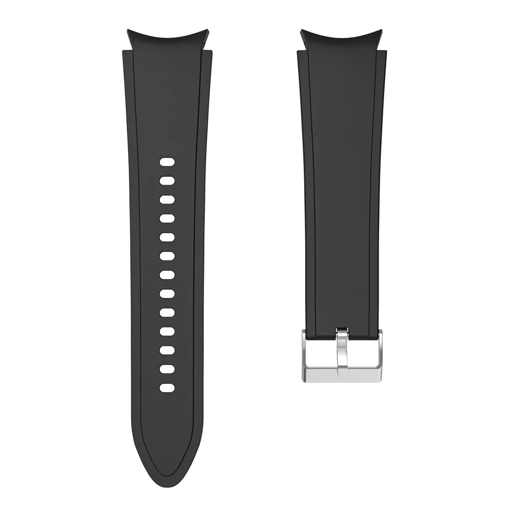 Solid Color Soft Silicone Adjustable Watch Strap Wristband for Samsung Galaxy Watch6 40mm 44mm / Watch6 Classic 43mm 47mm / Watch 5 40mm 44mm / 5 Pro 45mm / Watch4 40mm 44mm - Black - 3