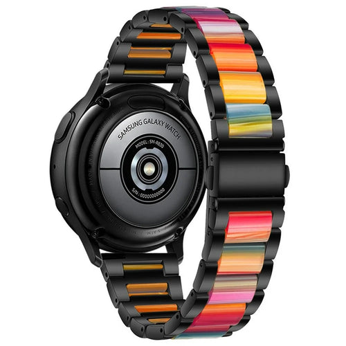 20mm Three Beads Stainless Steel Resin Strap for Samsung Galaxy Watch6 40mm 44mm / Watch6 Classic 43mm 47mm / Watch 5 40mm 44mm / 5 Pro 45mm / Watch4 40mm 44mm - Black / Rainbow - 1