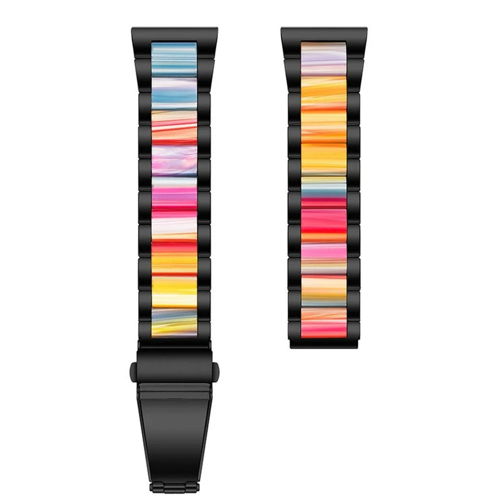 20mm Three Beads Stainless Steel Resin Strap for Samsung Galaxy Watch6 40mm 44mm / Watch6 Classic 43mm 47mm / Watch 5 40mm 44mm / 5 Pro 45mm / Watch4 40mm 44mm - Black / Rainbow - 4