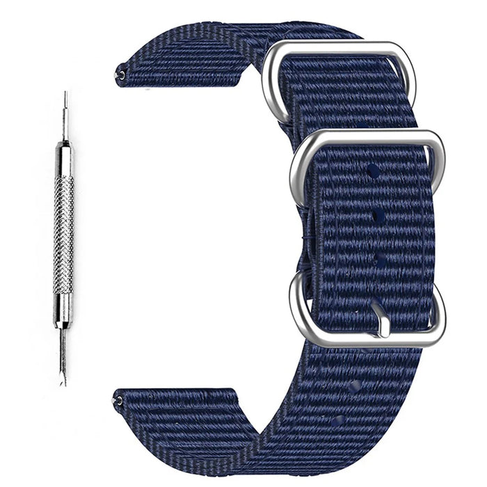 Breathable Canvas Replacement Adjustable Smartwatch Strap Wrist Band with Tool for Suunto 9 / 7 / 9 Baro / D5 - Dark Blue - 1