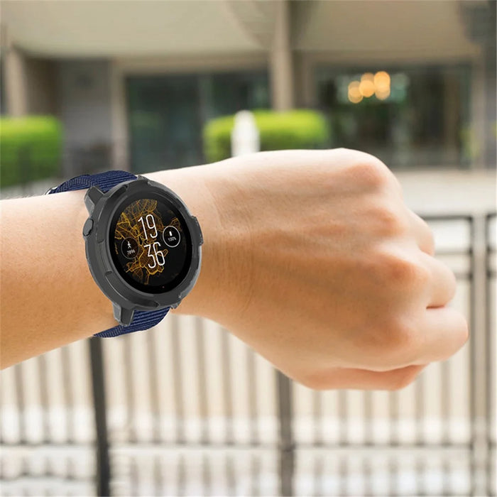 Breathable Canvas Replacement Adjustable Smartwatch Strap Wrist Band with Tool for Suunto 9 / 7 / 9 Baro / D5 - Dark Blue - 5