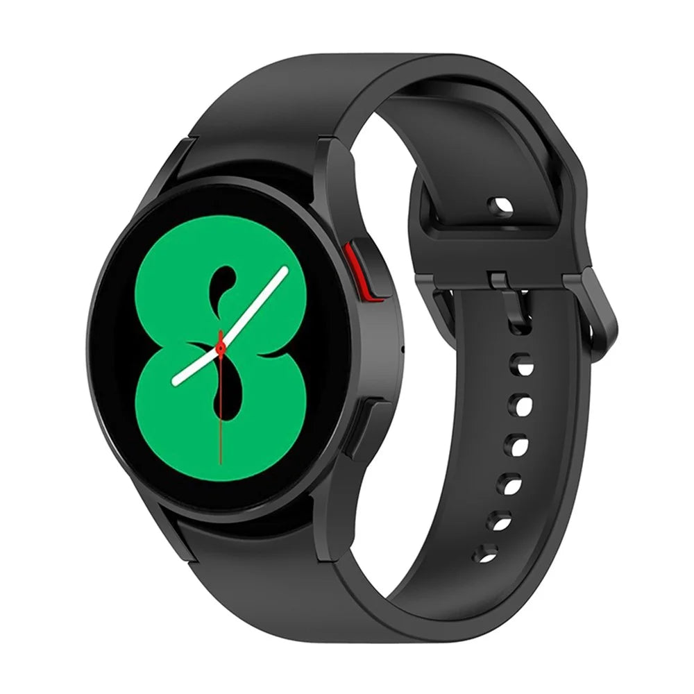 20mm Silicone Watch Bands Replacement Straps for Samsung Galaxy Watch6 40mm 44mm / Watch6 Classic 43mm 47mm / Watch 5 40mm 44mm / 5 Pro 45mm / Watch4 40mm 44mm - Black - 3