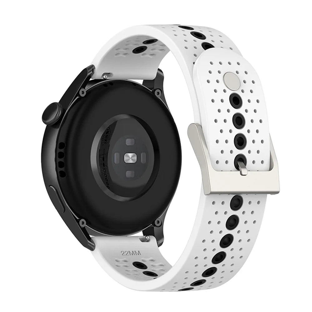 22mm Dual Color Silicone Watch Bands Adjustable Replacement Straps for Huawei Watch GT Runner / Huawei Watch GT 3 46mm / Watch 3 / GT2 Pro / Samsung Galaxy Watch3 45mm / Watch 42mm - White/Black - 3