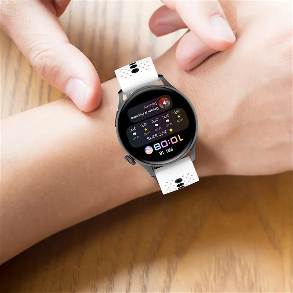 22mm Dual Color Silicone Watch Bands Adjustable Replacement Straps for Huawei Watch GT Runner / Huawei Watch GT 3 46mm / Watch 3 / GT2 Pro / Samsung Galaxy Watch3 45mm / Watch 42mm - White/Black - 7