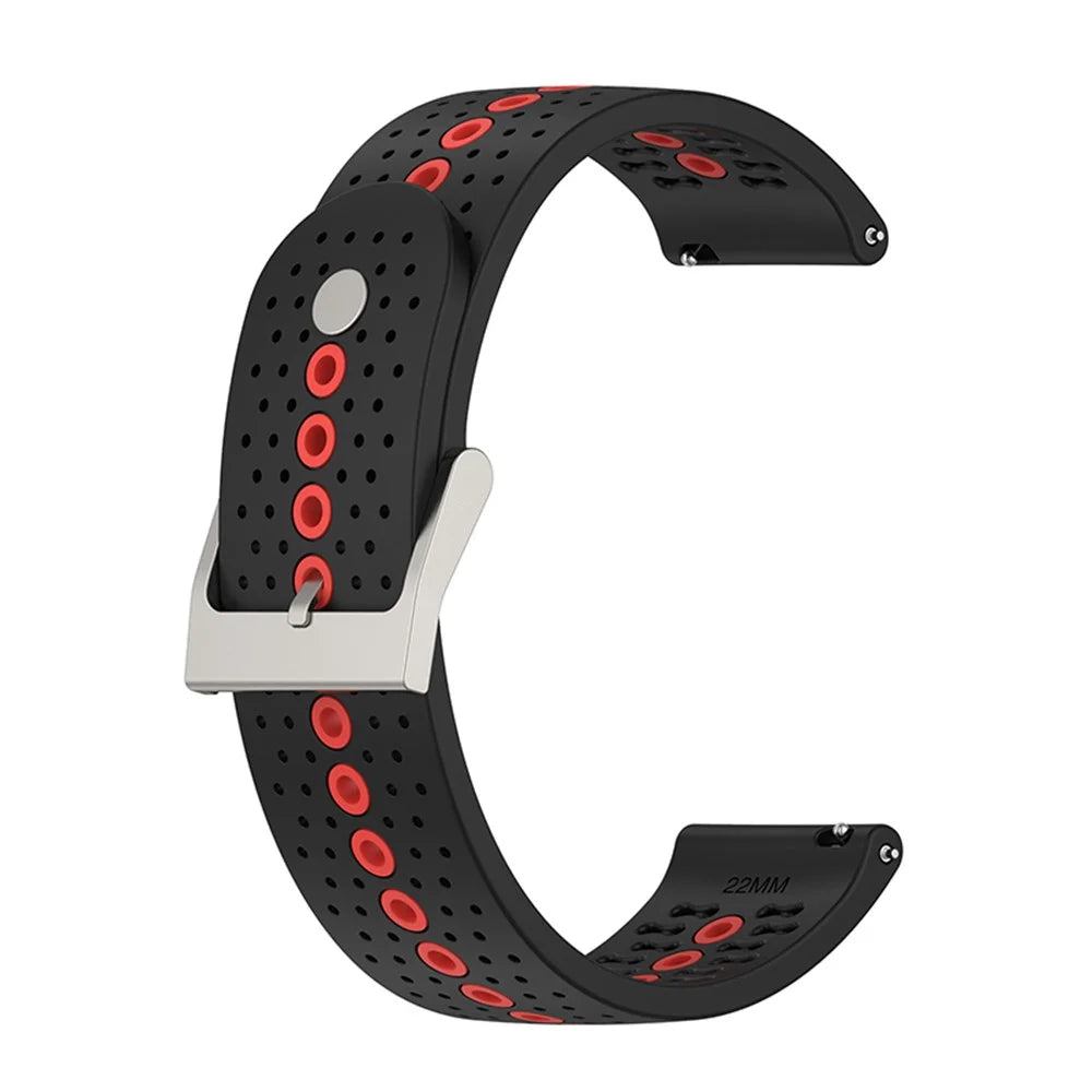 22mm Dual Color Watch Bands Waterproof Adjustable Soft Silicone Replacement Straps for Suunto 9 Speak / Suunto Run - Black / Orange - 1
