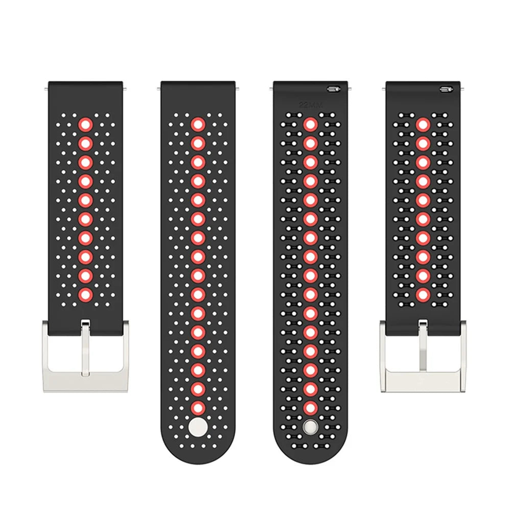 22mm Dual Color Watch Bands Waterproof Adjustable Soft Silicone Replacement Straps for Suunto 9 Speak / Suunto Run - Black / Orange - 5