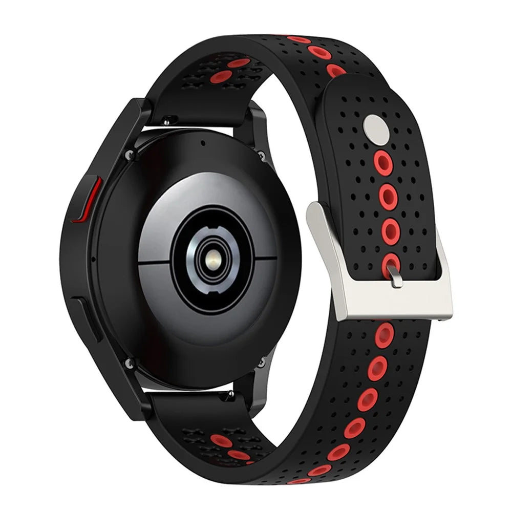 20mm Dual Color Sports Silicone Watch Bands Adjustable Straps for Samsung Galaxy Watch6 40mm 44mm / Watch6 Classic 43mm 47mm / Watch 5 40mm 44mm / 5 Pro 45mm / Watch4 40mm 44mm - Black / Orange - 2