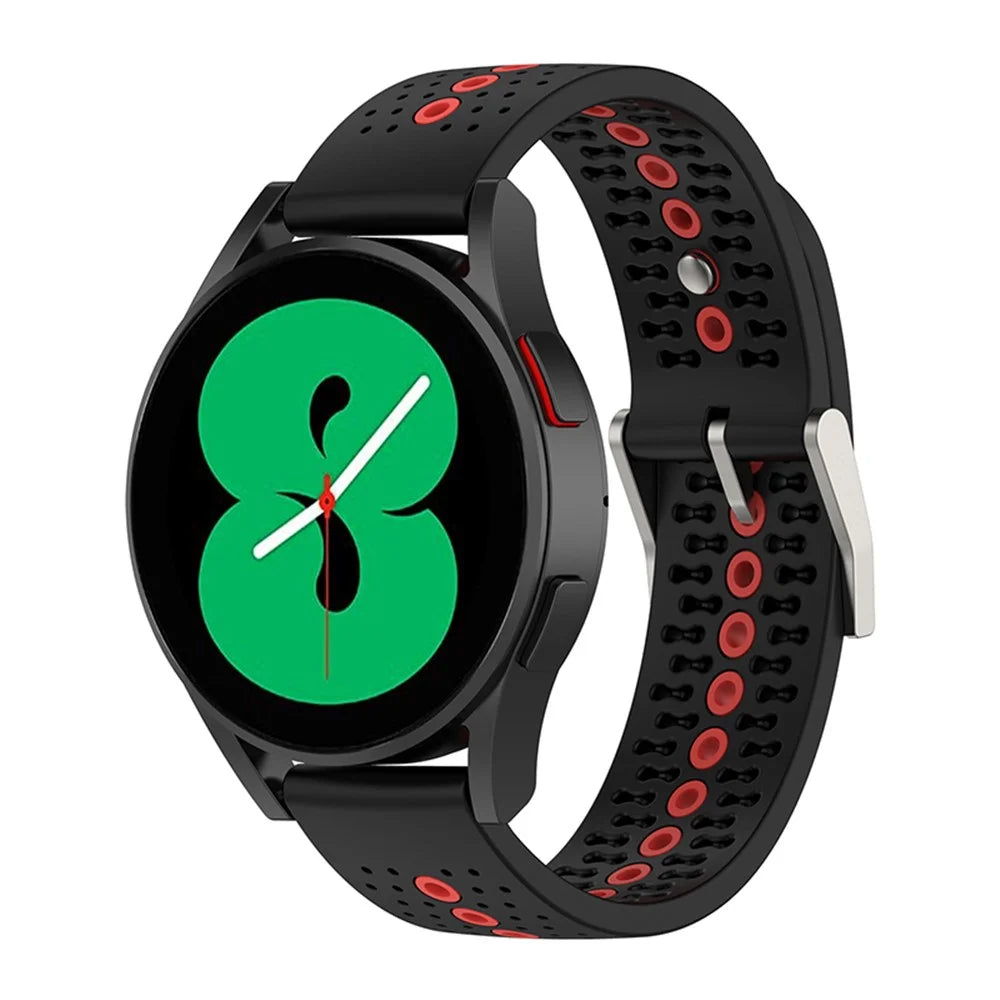 20mm Dual Color Sports Silicone Watch Bands Adjustable Straps for Samsung Galaxy Watch6 40mm 44mm / Watch6 Classic 43mm 47mm / Watch 5 40mm 44mm / 5 Pro 45mm / Watch4 40mm 44mm - Black / Orange - 3