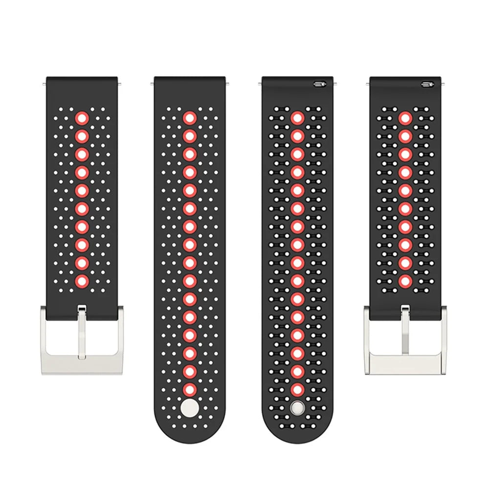 20mm Dual Color Sports Silicone Watch Bands Adjustable Straps for Samsung Galaxy Watch6 40mm 44mm / Watch6 Classic 43mm 47mm / Watch 5 40mm 44mm / 5 Pro 45mm / Watch4 40mm 44mm - Black / Orange - 4