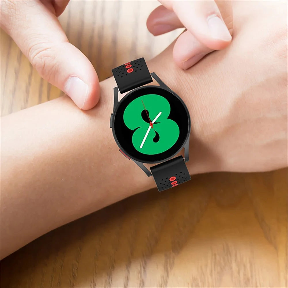 20mm Dual Color Sports Silicone Watch Bands Adjustable Straps for Samsung Galaxy Watch6 40mm 44mm / Watch6 Classic 43mm 47mm / Watch 5 40mm 44mm / 5 Pro 45mm / Watch4 40mm 44mm - Black / Orange - 5