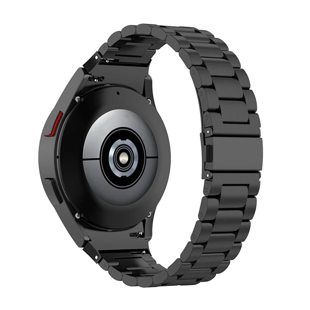 3 Beads Smart Watch Band for Samsung Galaxy Watch6 40mm 44mm / Watch6 Classic 43mm 47mm / Watch 5 40mm 44mm / 5 Pro 45mm / Watch4 40mm 44mm Replacement Stainless Steel Wrist Strap - Black - 2