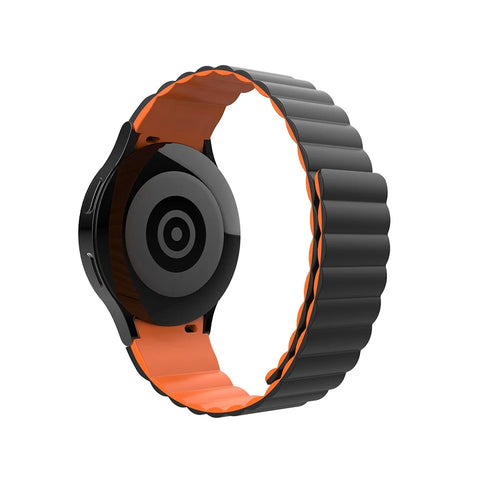 Silicone Magnetic Watch Band Wrist Strap Replacement for Samsung Galaxy Watch6 40mm 44mm / Watch6 Classic 43mm 47mm / Watch 5 40mm 44mm / 5 Pro 45mm / Watch4 40mm 44mm - Black / Orange - 1