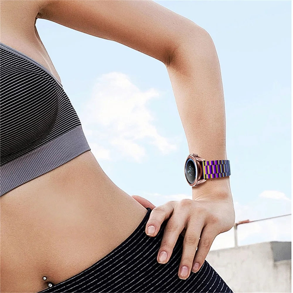 Stainless Steel 3 Beads Metal Replacement Wristband Watch Band for Samsung Galaxy Watch6 40mm 44mm / Watch6 Classic 43mm 47mm / Watch 5 40mm 44mm / 5 Pro 45mm / Watch4 40mm 44mm - Multi-color - 5