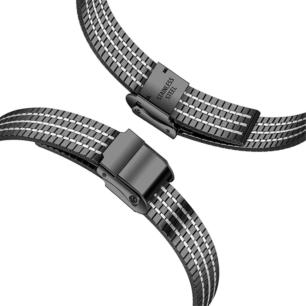 14mm Seven Beads Stainless Steel Watch Strap Dual Buckle Bracelet for Apple Watch Series 10 46mm / Ultra 2 Ultra 49mm / 9 8 7 45mm / SE (2023) SE (2022) SE 6 5 4 44mm / 3 2 1 42mm - Black - 3