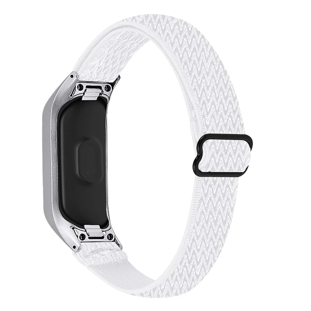 Adjustable Elastic Wrist Band Soft Stretch Braided Nylon Loop Bracelet Strap Replacement for Samsung Galaxy Fit-e R375 - White - 1
