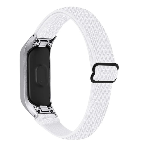 Adjustable Elastic Wrist Band Soft Stretch Braided Nylon Loop Bracelet Strap Replacement for Samsung Galaxy Fit-e R375 - White - 1